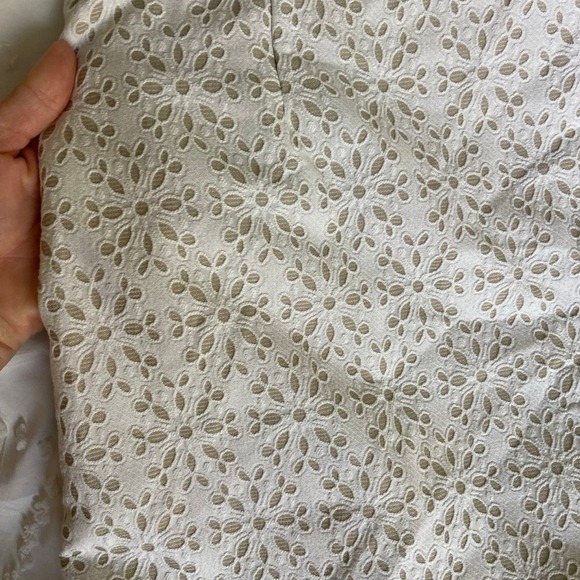 Cream beige eyelet cutout skirt size 12 polyester cotton knee length spring - Picture 7 of 8